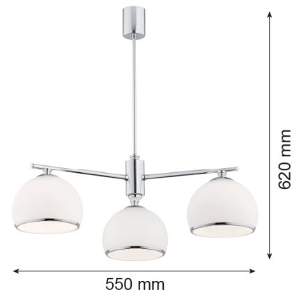 Argon 1487 - Hanglamp aan een paal MARBELLA 3xE27/15W/230V glanzend chroom