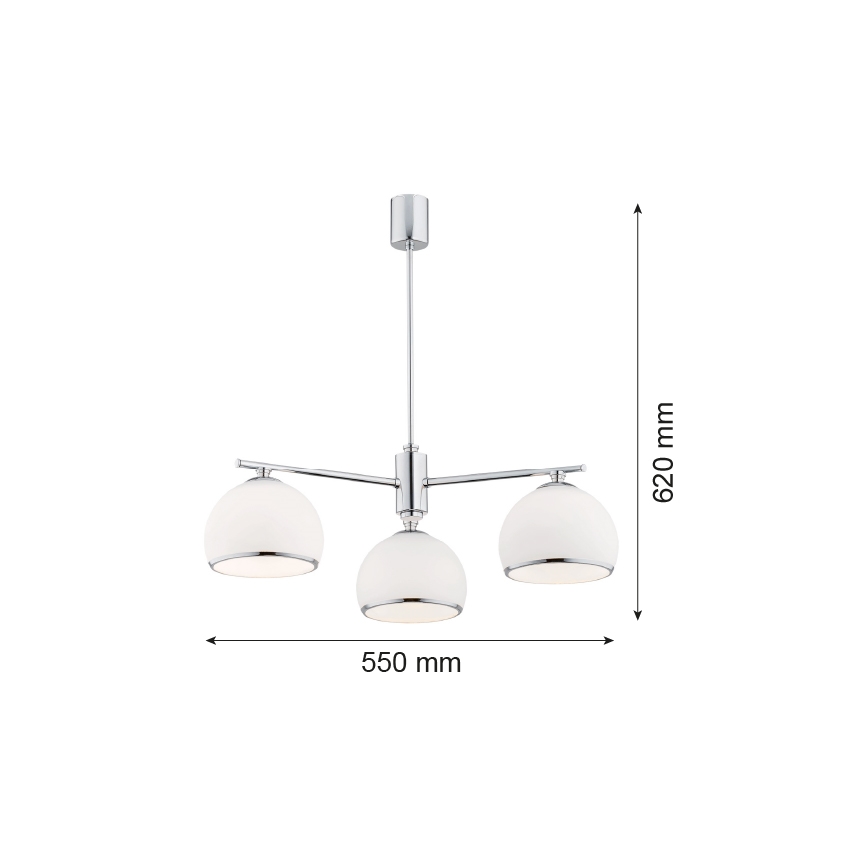 Argon 1487 - Hanglamp aan een paal MARBELLA 3xE27/15W/230V glanzend chroom