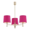 Argon 1498 - Hanglamp aan een paal PONTE 3xE27/15W/230V roze/messing