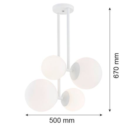 Argon 1644 - Lustre sur barre ASPEN 4xE27/15W/230V blanc