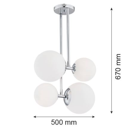 Argon 1646 - Lustre sur barre ASPEN 4xE27/15W/230V chrome brillant