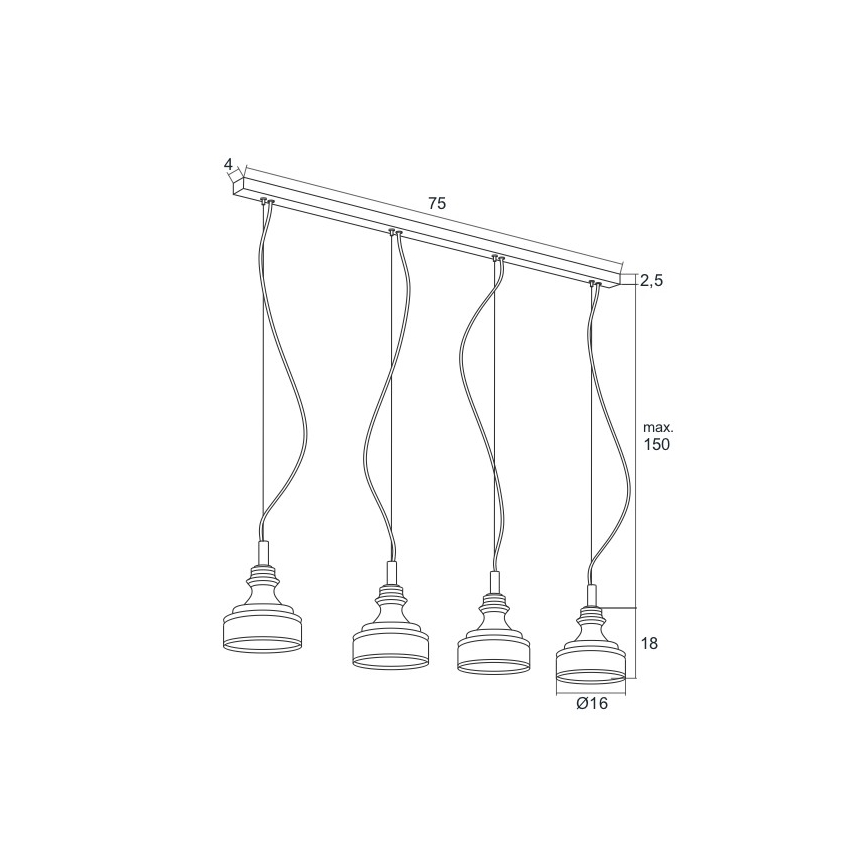 Argon 1650 - Suspension LED avec fil TULUZA 4xLED/5W/230V