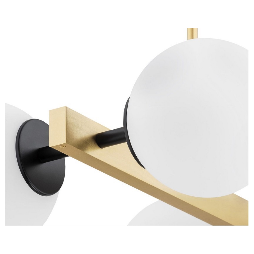 Argon 1767 - Hanglamp aan een paal FREEMONT 4xE27/15W/230V goud/wit/zwart