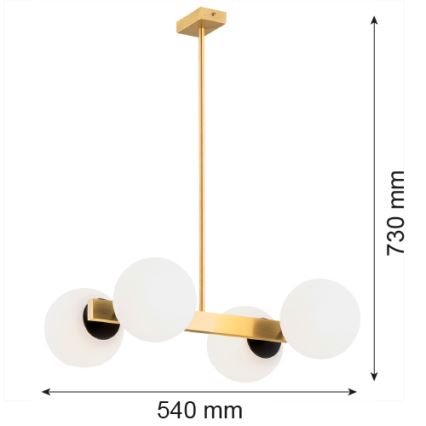 Argon 1767 - Hanglamp aan een paal FREEMONT 4xE27/15W/230V goud/wit/zwart