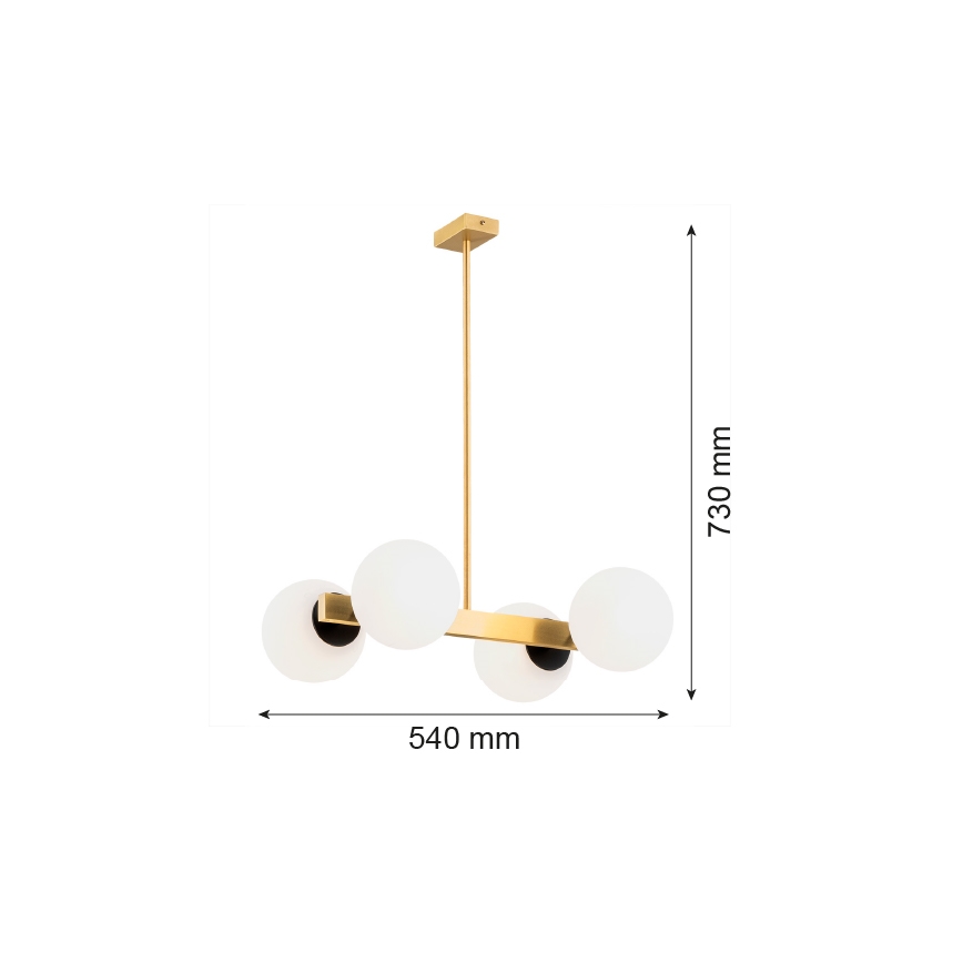 Argon 1767 - Lustre sur barre FREEMONT 4xE27/15W/230V dorée/blanche/noire