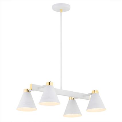 Argon 1773 - Hanglamp aan een paal AVALONE 4xE27/15W/230V wit/goud