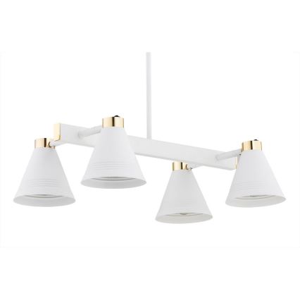 Argon 1773 - Hanglamp aan een paal AVALONE 4xE27/15W/230V wit/goud