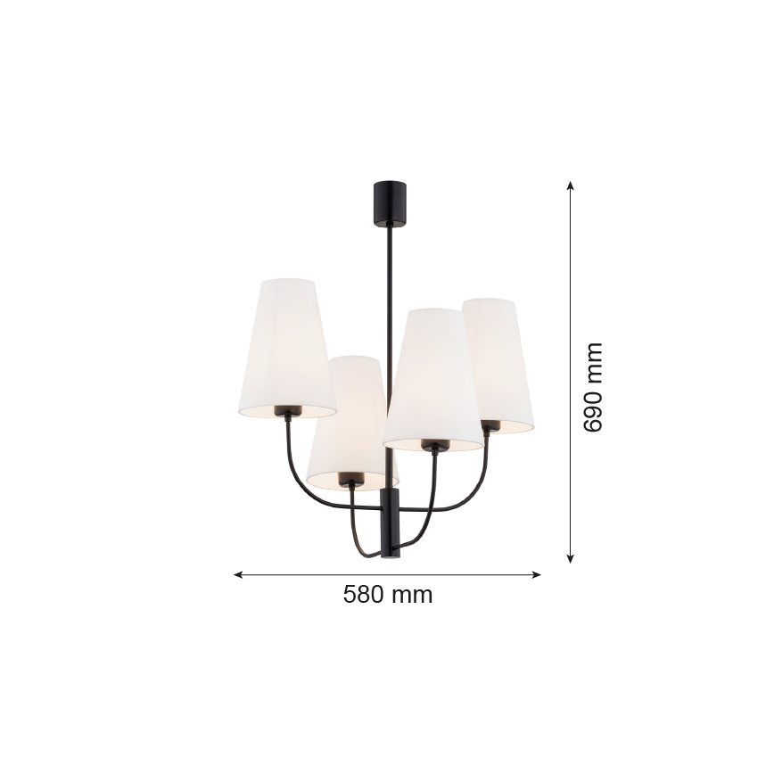 Argon 1822 - Hanglamp SAFIANO 4xE27/15W/230V zwart