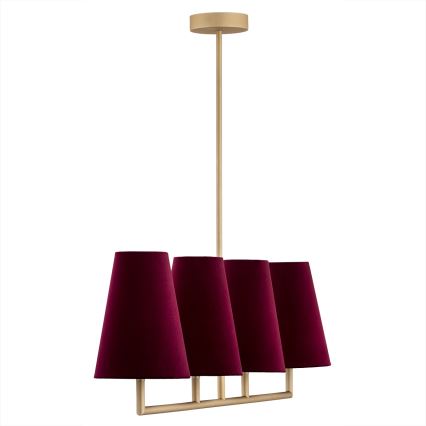 Argon 1829 - Hanglamp met vaste pendel SAFIANO 4xE27/15W/230V bordeaux