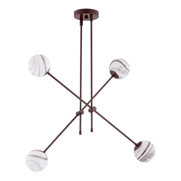 Argon 1842 - Hanglamp met vaste pendel ABSOS 4xE14/7W/230V albast bruin