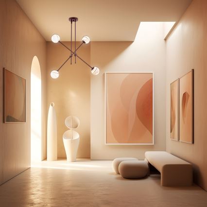 Argon 1842 - Hanglamp met vaste pendel ABSOS 4xE14/7W/230V albast bruin