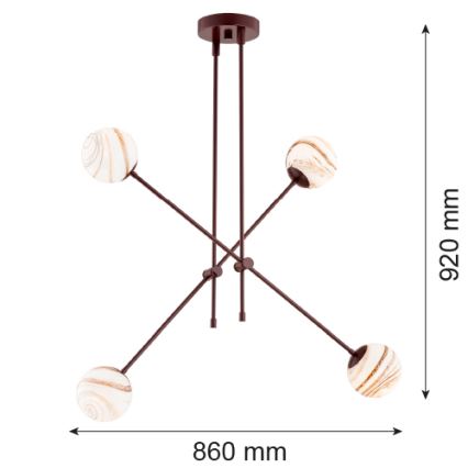 Argon 1842 - Hanglamp met vaste pendel ABSOS 4xE14/7W/230V albast bruin