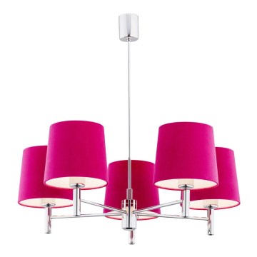 Argon 2075 - Hanglamp aan stang BOLZANO 5xE27/15W/230V roze