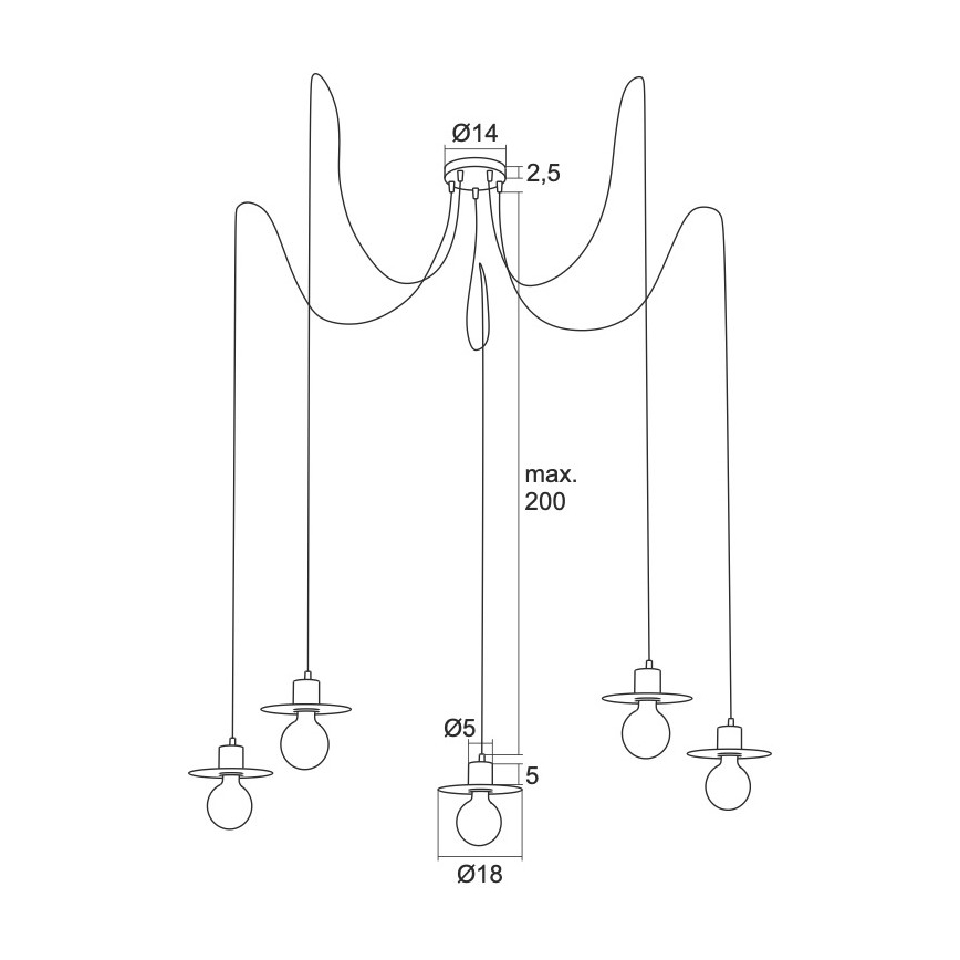 Argon 2077 - Suspension filaire CORSO 5xE27/15W/230V araignée blanc