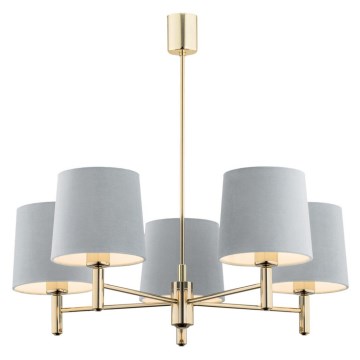 Argon 2085 - Hanglamp aan stang PONTE 5xE27/15W/230V messing/blauw