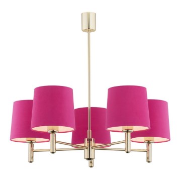 Argon 2089 - Hanglamp aan stang PONTE 5xE27/15W/230V messing/roze