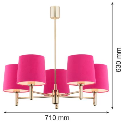 Argon 2089 - Lustre sur barre PONTE 5xE27/15W/230V rose/laiton