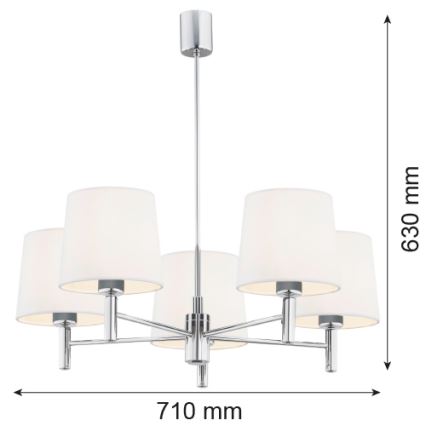 Argon 2110 - Hanglamp aan een paal BOLZANO 5xE27/15W/230V crème