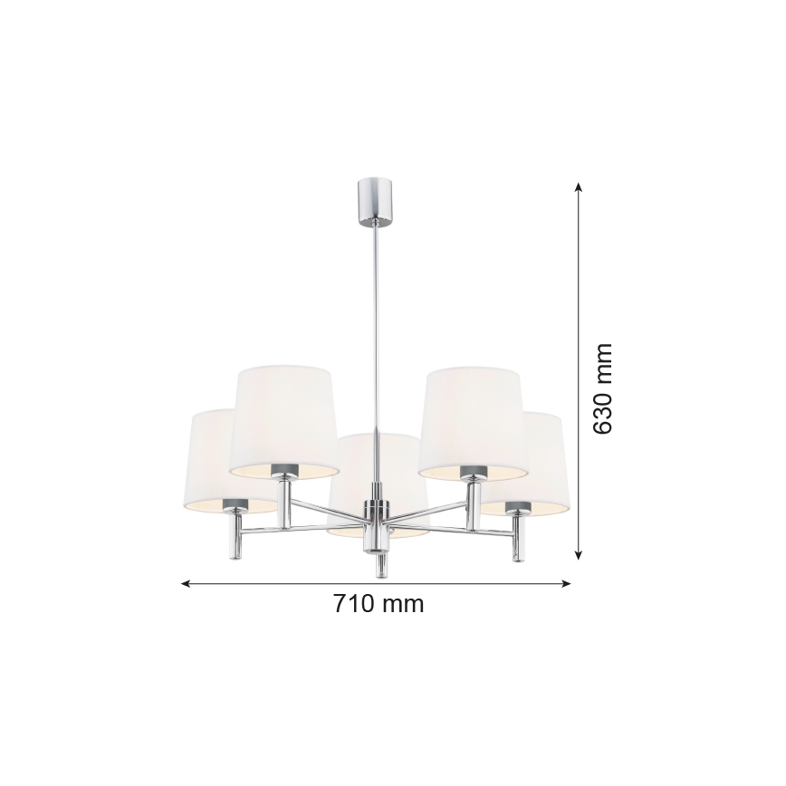 Argon 2110 - Hanglamp aan een paal BOLZANO 5xE27/15W/230V crème