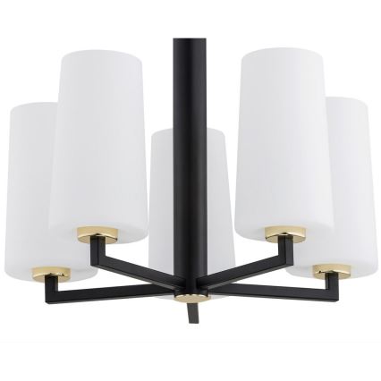 Argon 2114 - Hanglamp aan een paal CAMELOT PLUS 5xE27/15W/230V zwart/wit/goud