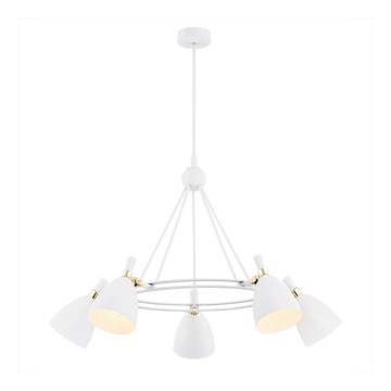 Argon 2117 - Hanglamp aan een paal CHARLOTTE 5xE27/15W/230V wit/goud