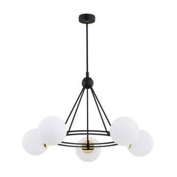 Argon 2119 - Hanglamp aan een paal AMALFI 5xE27/15W/230V zwart/wit