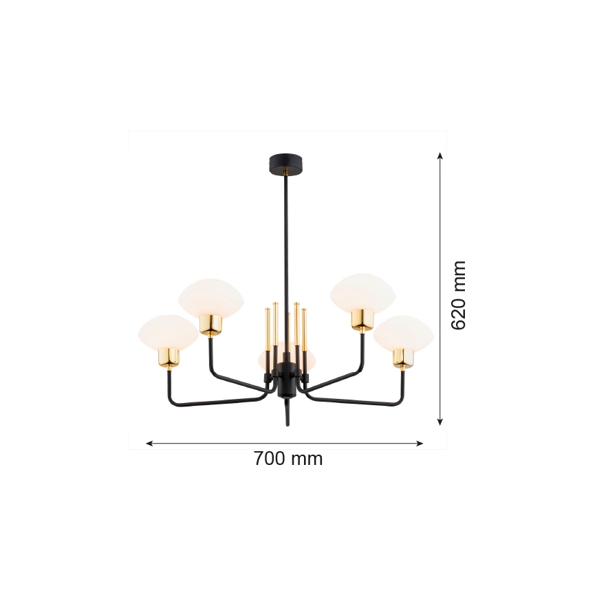 Argon 2128 - Hanglamp aan een paal RAVELLO 5xE14/15W/230V zwart/goud