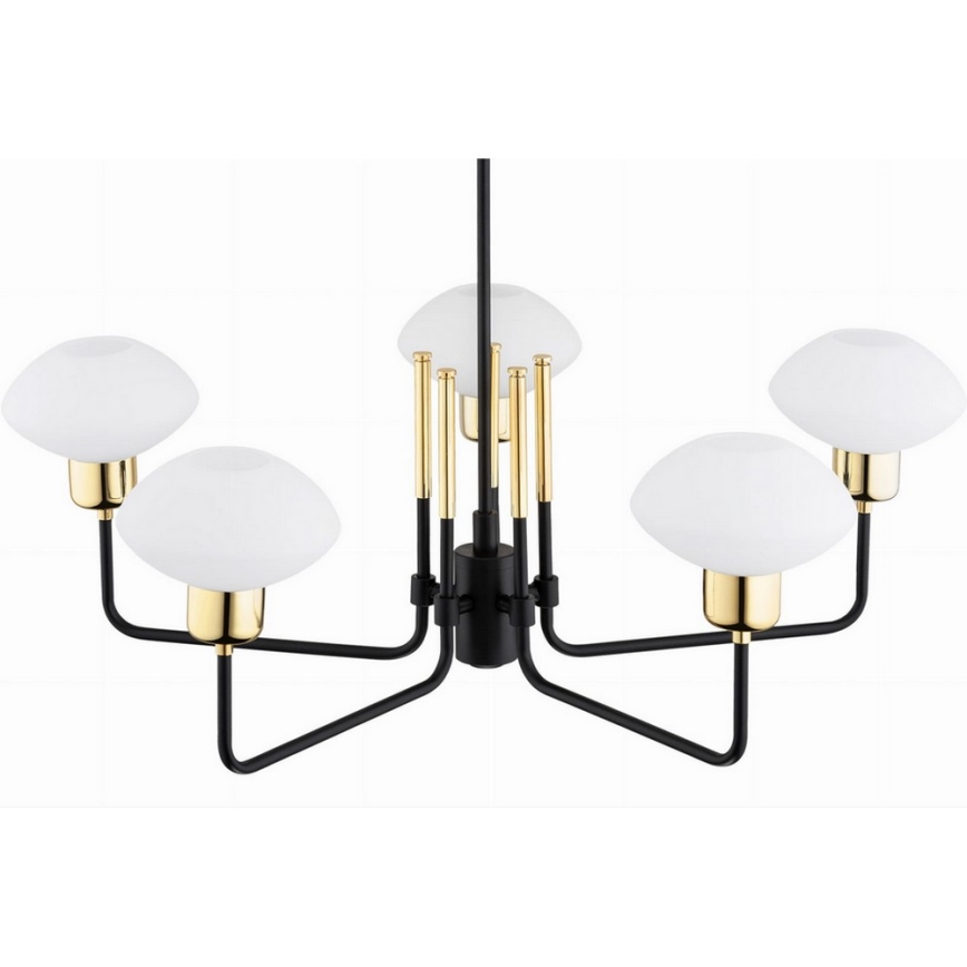 Argon 2128 - Hanglamp aan stang RAVELLO 5xE14/15W/230V zwart/goud