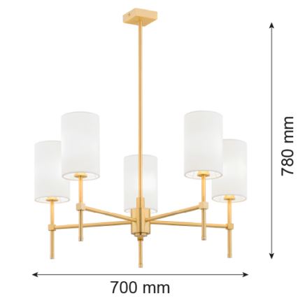 Argon 2134 - Hanglamp aan een paal ABRUZZO 5xE14/15W/230V messing/wit