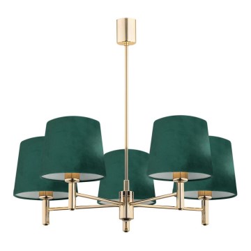 Argon 2145 - Hanglamp aan staaf PONTE 5xE27/15W/230V groen/messing