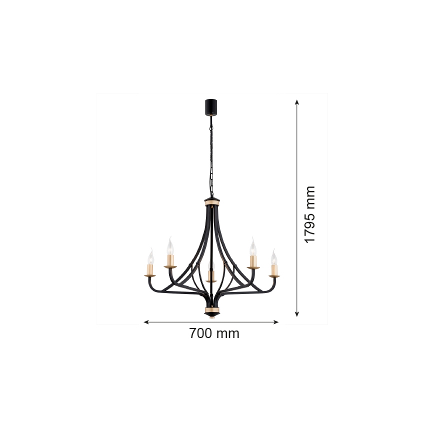 Argon 2171 - Hanglamp aan een ketting LORENZO 5xE14/7W/230V