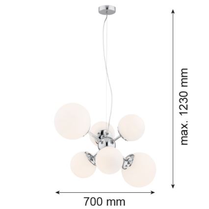 Argon 2531 - Suspension filaire SATELITE 6xE27/15W/230V chrome brillant
