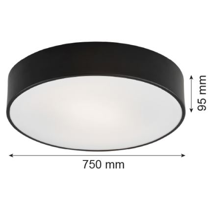 Argon 2536 - Plafondlamp DARLING 6xE27/15W/230V Ø 75 cm zwart