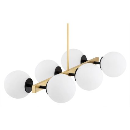 Argon 2549 - Hanglamp aan een paal FREEMONT 6xE27/15W/230V goud/wit/zwart