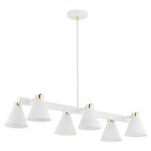 Argon 2551 - Hanglamp aan een paal AVALONE 6xE27/15W/230V wit/goud