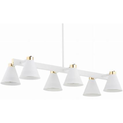 Argon 2551 - Hanglamp aan een paal AVALONE 6xE27/15W/230V wit/goud