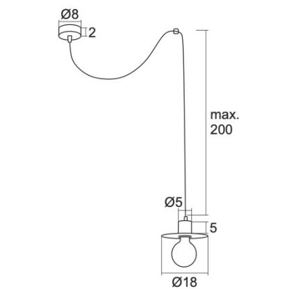 Argon 3835 - Hanglamp aan een koord CORSO 1xE27/15W/230V zwart