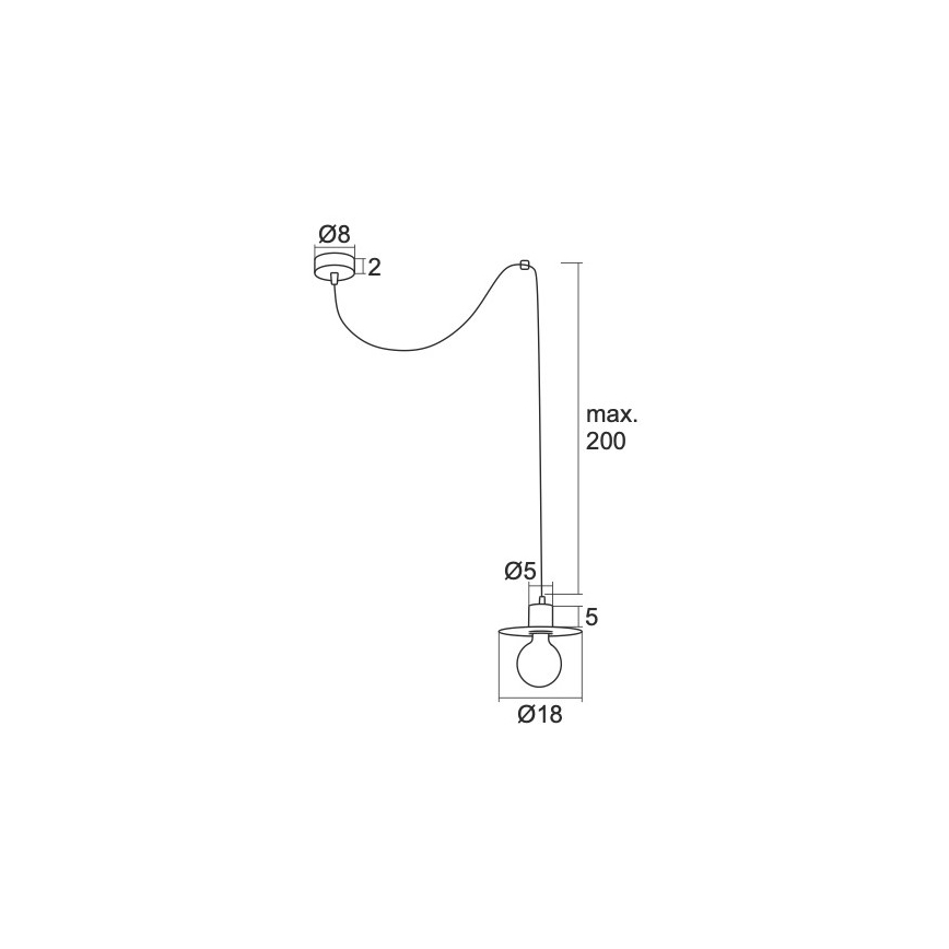 Argon 3835 - Hanglamp aan een koord CORSO 1xE27/15W/230V zwart