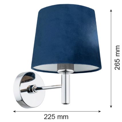 Argon 3908 - Wand Lamp BOLZANO 1xE27/15W/230V blauw/glanzend chroom