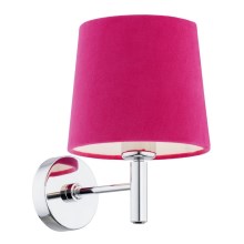 Argon 3909 - Wand Lamp BOLZANO 1xE27/15W/230V roze/glanzend chroom