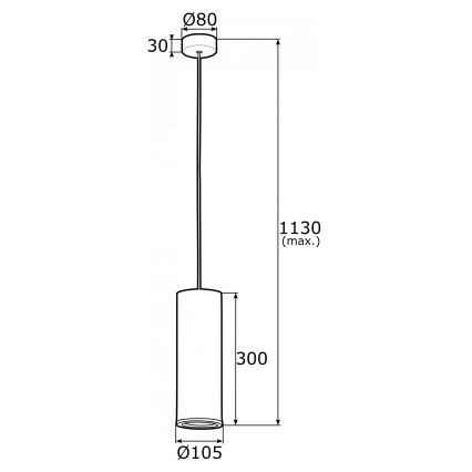 Argon 4246 - Zwart koperen Plafondlamp aan koord LINEA 1x E27 / 15W / 230V