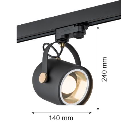 Argon 4311 - Zwarte Spot voor railsysteem NET 1x E27 / 15W / 230V