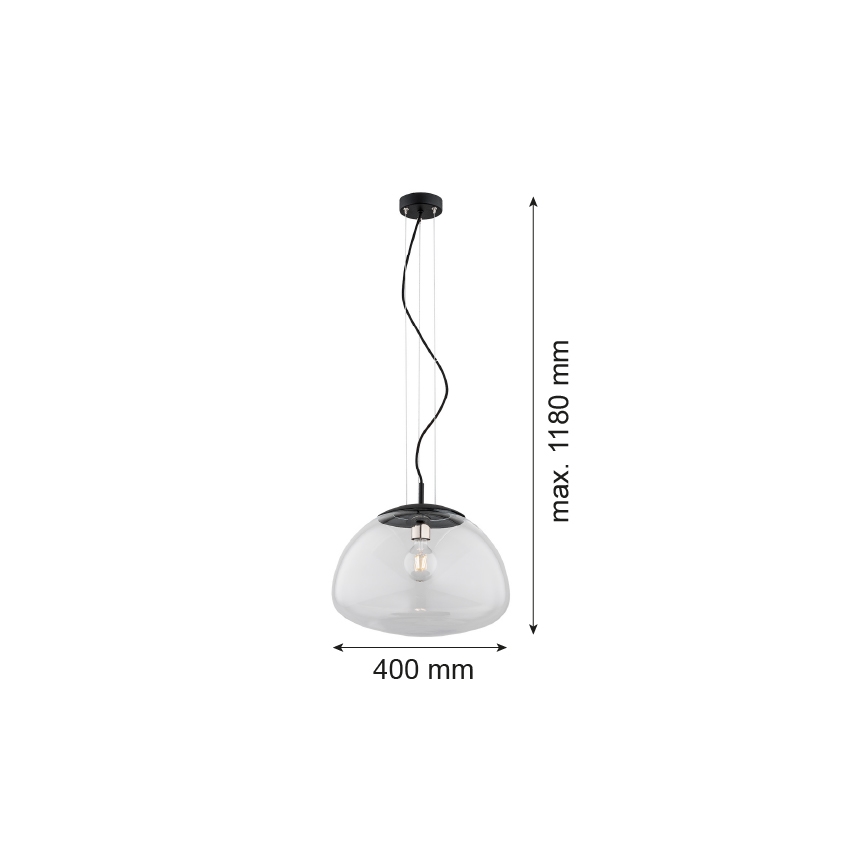 Argon 4351 - Zwarte Kroonluchter aan koord TRINI 1x E27 / 15W / 230V diameter 40 cm