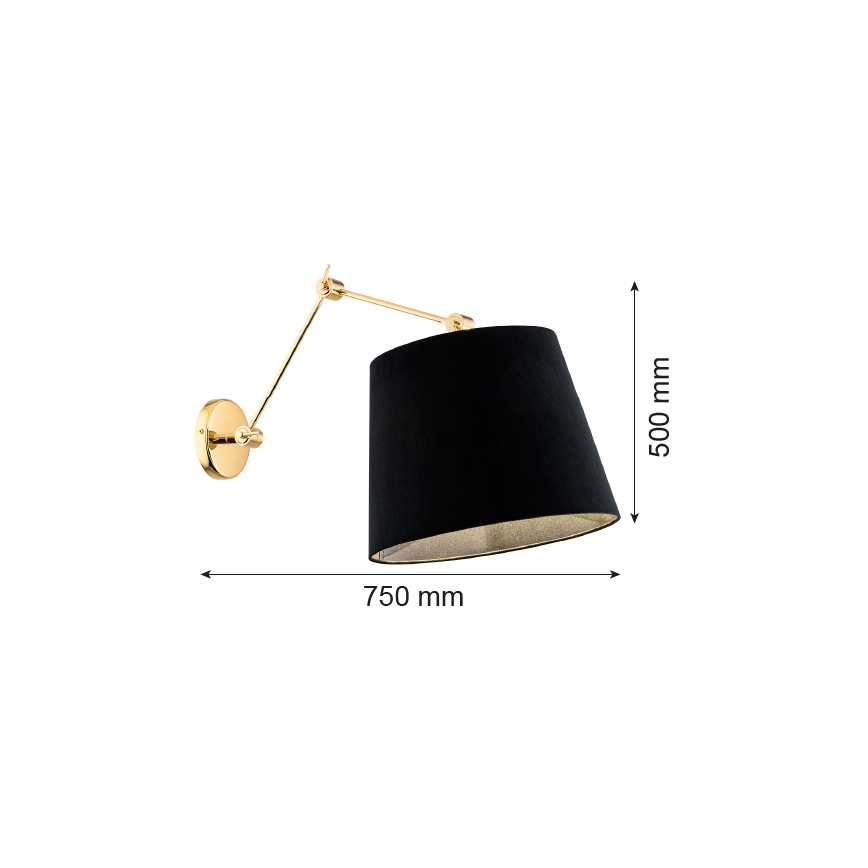 Argon 4898 - Wandlamp ZAKYNTOS PLUS 1xE27/15W/230V zwart/gouden