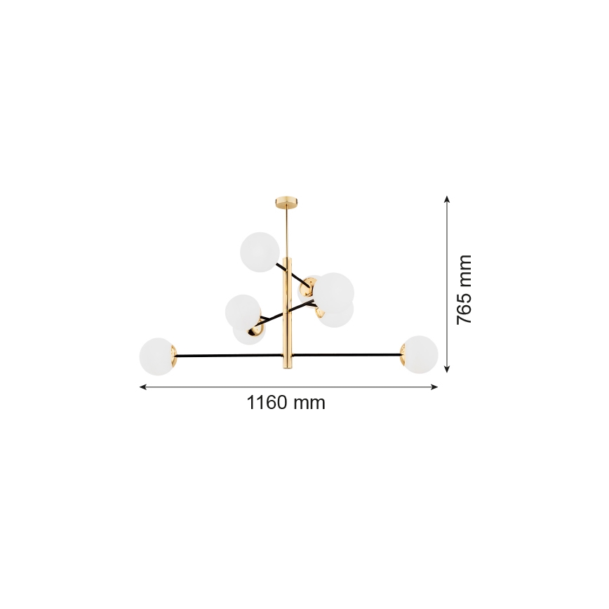 Argon 5041 - Hanglamp aan een paal CAMERON 8xE27/15W/230V messing/zwart