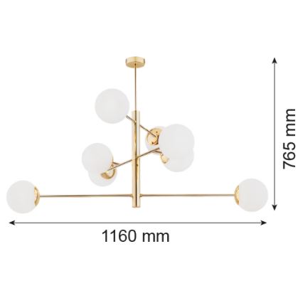 Argon 5043 - Hanglamp aan een paal CAMERON 8xE27/15W/230V messing