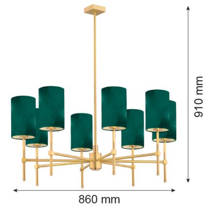 Argon 5055 - Lustre sur barre ABRUZZO 8xE14/7W/230V laiton/vert