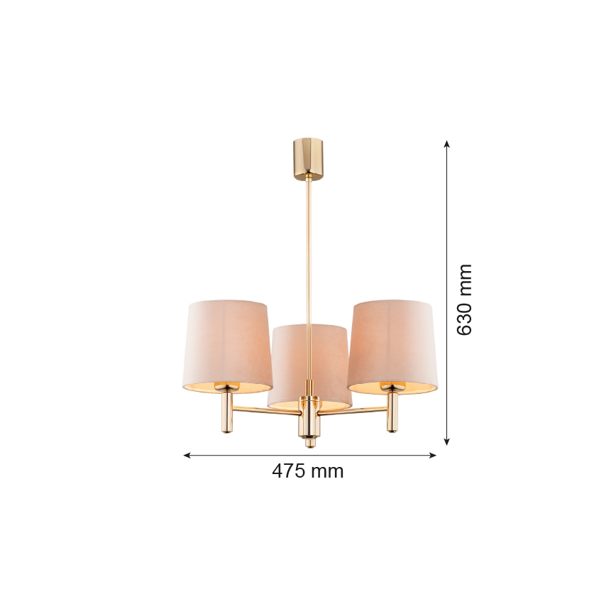 Argon 6109 - Lustre sur barre PONTE 3xE27/15W/230V beige