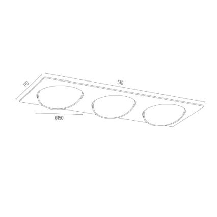 Argon 6116 BZ - Spot encastrable OLIMP 3xGU10-AR111/12W/230V noir