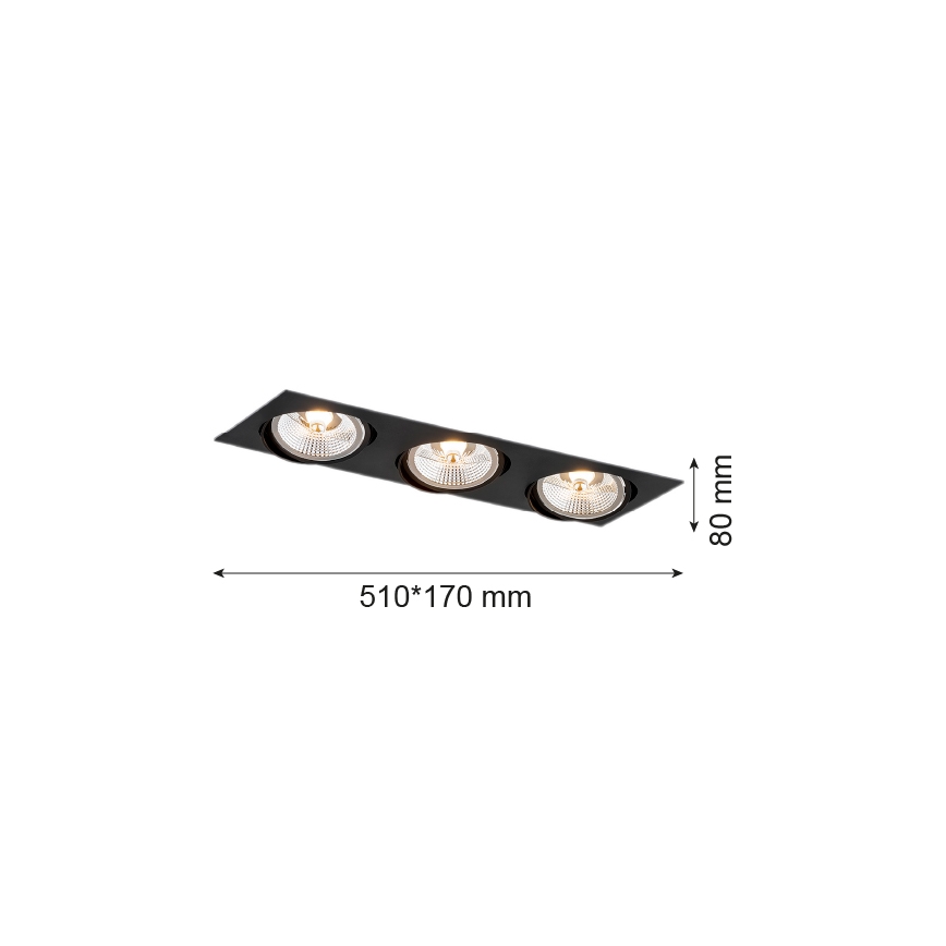 Argon 6116 - Spot encastrable OLIMP 3xGU10-AR111/12W/230V noir